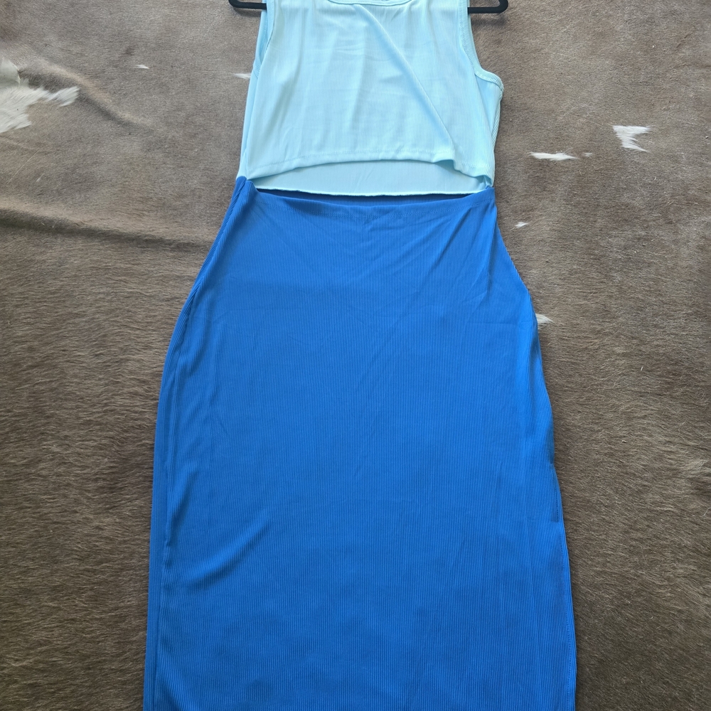 Two-Tone Blue Bodycon Dress